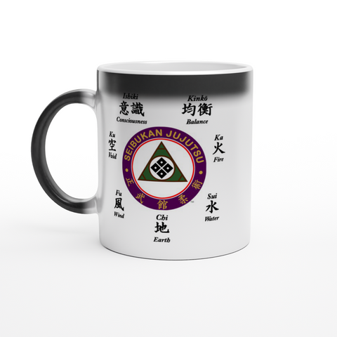 Seibukan Jujutsu Elements & Logo w/Gold Kanji & AAA Magic 11oz Ceramic Mug
