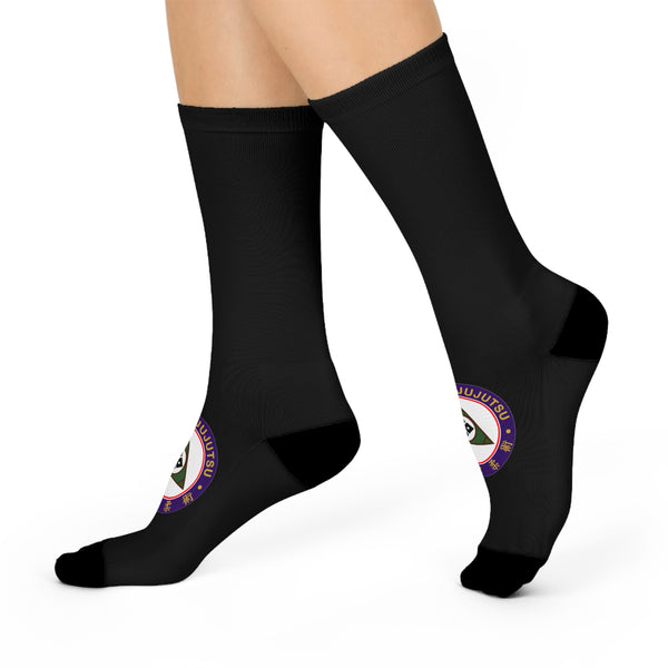 Black Cushioned Crew Socks SJ Logo on front